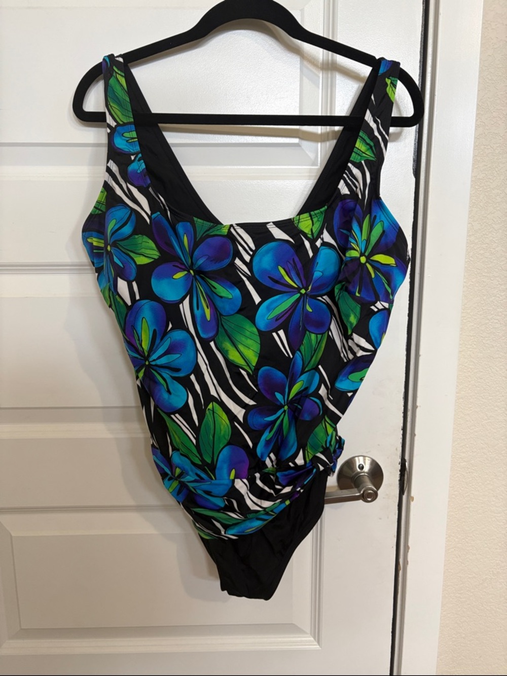 Great Lengths Floral One-Piece Swimsuit in Black and Blue